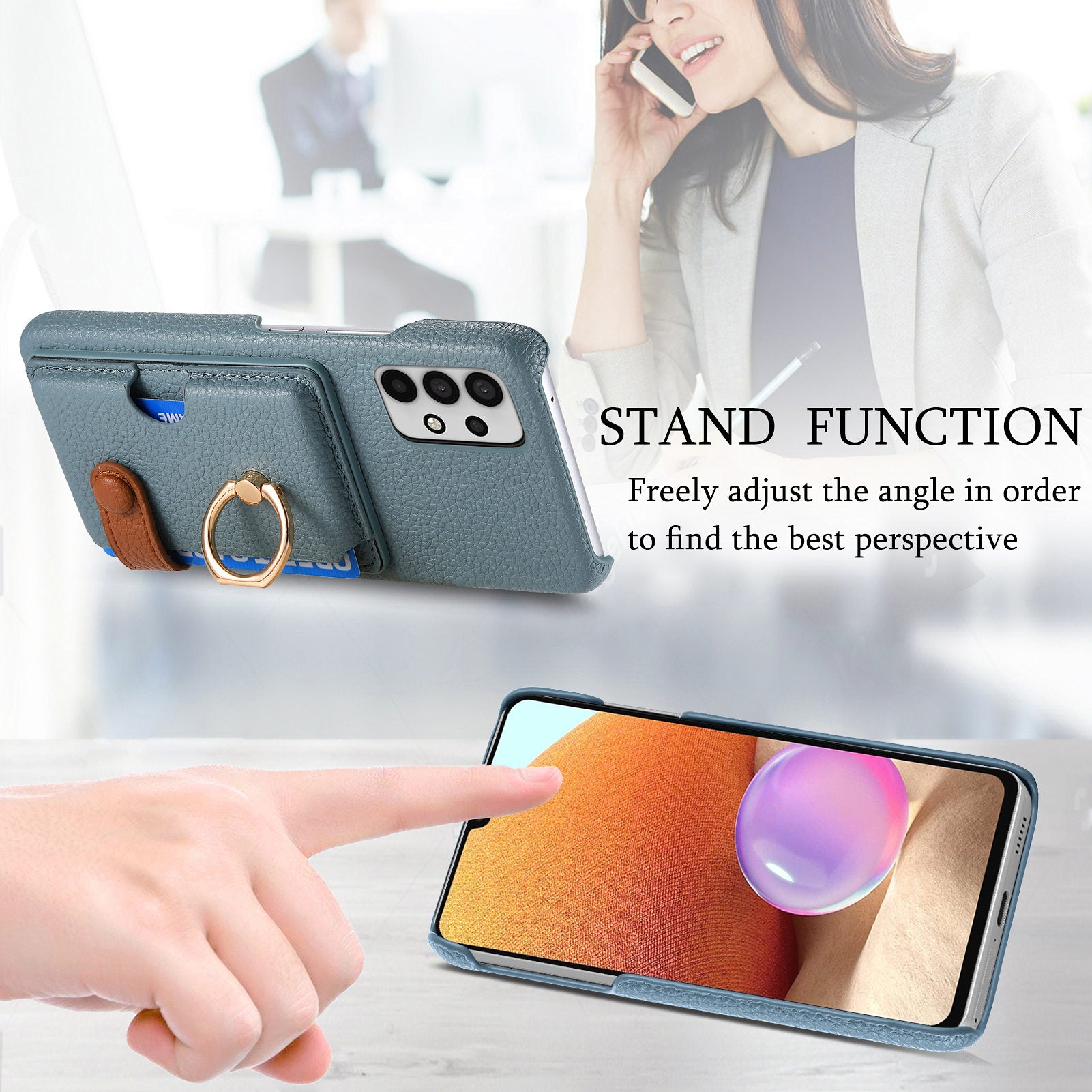 Y2 For Samsung Galaxy A32 4G (EU Version) Ring Kickstand Case Card Holder Phone Cover Y2 For Samsung Galaxy A32 4G (EU Version) Ring Kickstand Case Card Holder Phone Cover